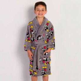Roupão Infantil G Microfibra Disney - Mickey Cinza 2022