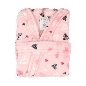 Roupão Infantil M Microfibra Lumini Havan Kids - Coração Rosa