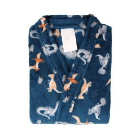 Roupão Infantil P Microfibra Lumini Havan Kids - Dinossauro Azul