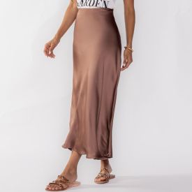 Saia Midi Feminina Em Cetim Patricia Foster