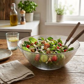 Saladeira de Vidro Clear Lines 2,9 Litros Inga - Transparente