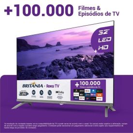 Smart Tv 32" Britânia Led Roku Tv Dolby Áudio Hd B32cra