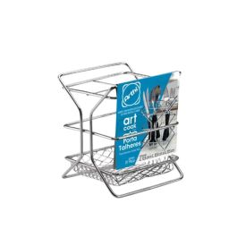 Suporte Para Talheres Com Divisória Arthi - Cromado