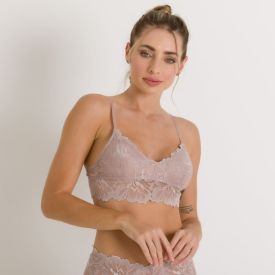 Sutiã Em Renda Floral Camila Moretti Bege