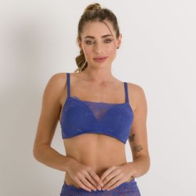 Sutiã Top Em Renda De Poliamida Camila Moretti Azul Medio