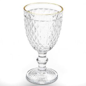 Taça De Água Com Filete Dourado Bico De Abacaxi Lyor - 325ml