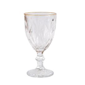 Taça de Água com Filete Dourado Diamond Lyor 330Ml - Vidro