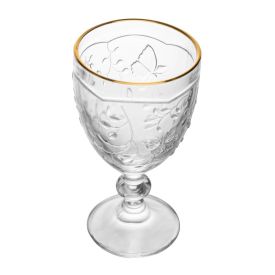 Taça De Água Borboletas Com Filete Dourado Lyor - 320ml