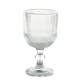 Taça De Água Vidro Filete Dourado Cameratta 365Ml - Transparente 