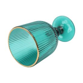 Taça De Água Vidro Premium Filete Dourado Havan Casa 365Ml - Verde