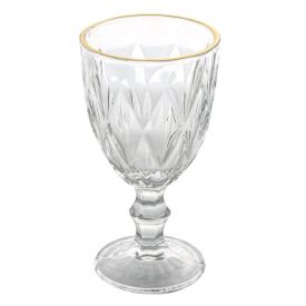 Taça De Vidro Com Borda Dourada Diamante Clear 300Ml - Multipresentes