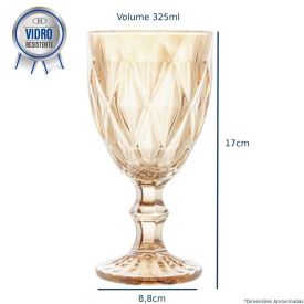 Taça Para Água Vidro Diamond 325Ml Lyor - Âmbar