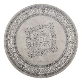 Tapete Belga 2,00 M De Diâmetro Quarto E Sala Havan Casa - Moldura Cinza E Bege