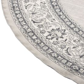 Tapete Belga 2,00 M De Diâmetro Quarto E Sala Havan Casa - Moldura Cinza E Bege