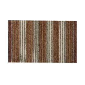 Tapete Chenile 55Cm X 85Cm Quarto E Sala Havan - Marrom Listras Off