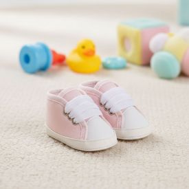 Tênis Bebê Menina Com Glitter 0 a 8 Meses Yoyo Baby Rosa Claro