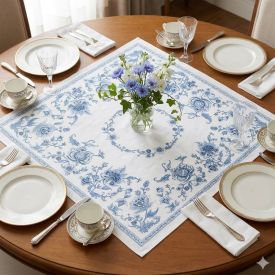 Toalha Centro de Mesa 78X78 cm Clean Döhler - Chintz Azul Novo
