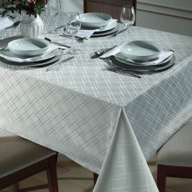 Toalha De Mesa Retangular 1,40X1,40 Cm Requinte Döhler - Prata