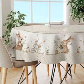 Toalha De Mesa Páscoa Estampada 1,50M Havan Casa - Coelho Jardim Bege