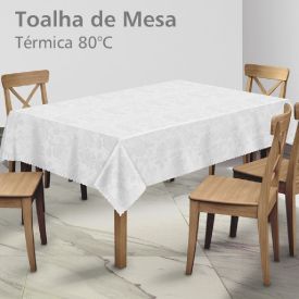Toalha De Mesa Térmica 1,38X2,10 M Salehtex - Branca Jacquard