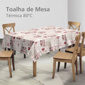 Toalha De Mesa Térmica 1,38X2,10 M Salehtex - Coração Patchwork