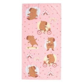 Toalha de Praia Infantil Lepper - Capivara Rosa