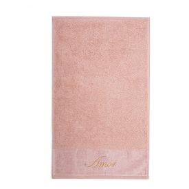 Toalha De Rosto Bordada Desejos - Veludo Rosa Amor