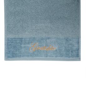 Toalha De Rosto Bordada Desejos - Inverno Azul Gratidão