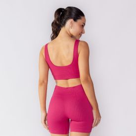 Top Feminino Fitness Sem Costura Scream Rosa Drama