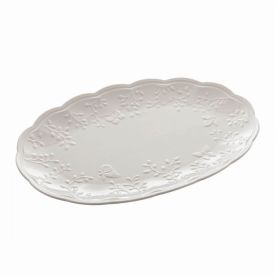Travessa Lyor De Porcelana Butterfly 31,5 X 21 X 2,5Cm - Branco