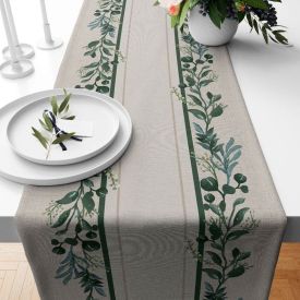 Trilho De Mesa 40X120 Cm Estampado Havan Casa - Ervas Verdes Linho