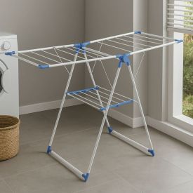 Varal De Chão Dobrável 92 Cm Clink - Branco e Azul