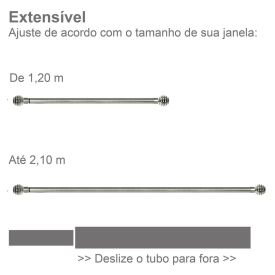 Varão Extensivo 1,20 a 2,10m Esfera Evolux - Cromado