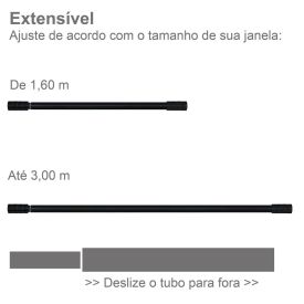Varão Extensivo 1,60 A 3,00M Cilindro Evolux - Preto