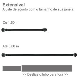 Varão Extensivo 1,60 A 3,00M Esfera Evolux - Preto