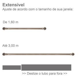 Varão Extensivo 1,60 a 3,00m Esfera Evolux - Ouro Velho