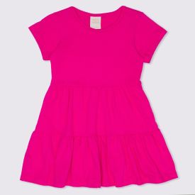 Vestido 1 a 3 anos Babados PA M/Malha Yoyo Kids Rosa Pink