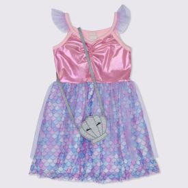Vestido 1 a 3 anos Cotton Sereia com Bolsinha Yoyo Kids Branco