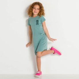 Vestido 4 a 10 anos Lavado Malha Nicoboco Verde