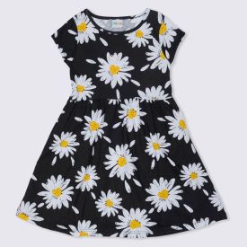 Vestido 4 a 10 anos M/Malha Unicórnio Fakini Rot Margarida Preto