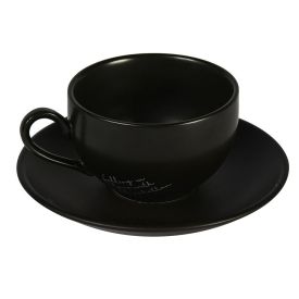 Xícara Com Pires Porcelana Manhattan Hauskraft 160 Ml - Preto