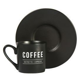 Xícara Com Pires Porcelana Manhattan Hauskraft 80 Ml - Preto