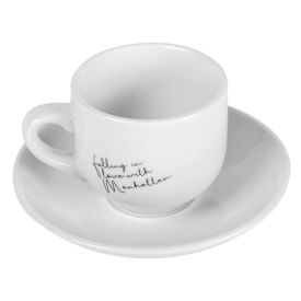 Xícara Com Pires Porcelana Manhattan Hauskraft 90 Ml - Branco