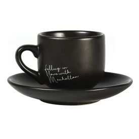 Xícara Com Pires Porcelana Manhattan Hauskraft 90 Ml - Preto