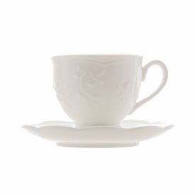 Xícara De Café Com Pires Lyor De Porcelana Butterfly 100Ml - Branco