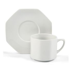 Xícara De Chá Com Pires De Porcelana Orion Schmidt 280Ml - Branco
