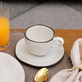 Xícara de Chá com Pires Ryo Maresia Oxford 220Ml - Porcelana