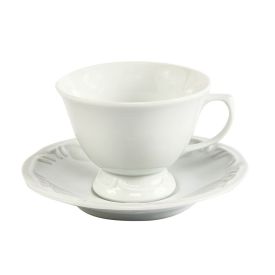 Xícara De Chá Com Pires De Porcelana Pomerode Schmidt 200 Ml - Branco