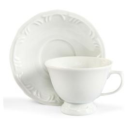 Xícara De Chá Com Pires De Porcelana Pomerode Schmidt 200 Ml - Branco