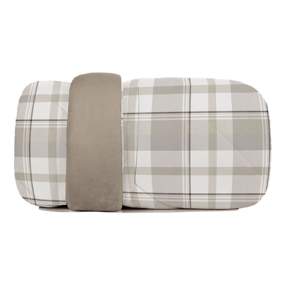 Edredom Solteiro Dupla Face Malha Blend Altenburg  - Lucca Geo Bege